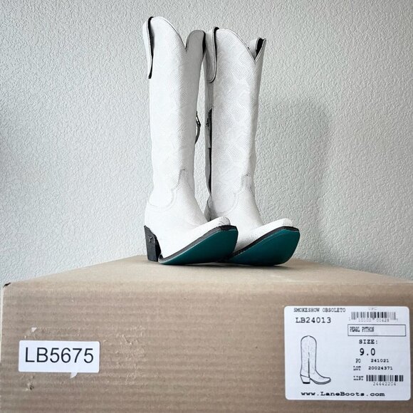 Lane SMOKESHOW White Womens Cowboy Boots 9 Leather Western Style Cowgirl Tall - Picture 12 of 13